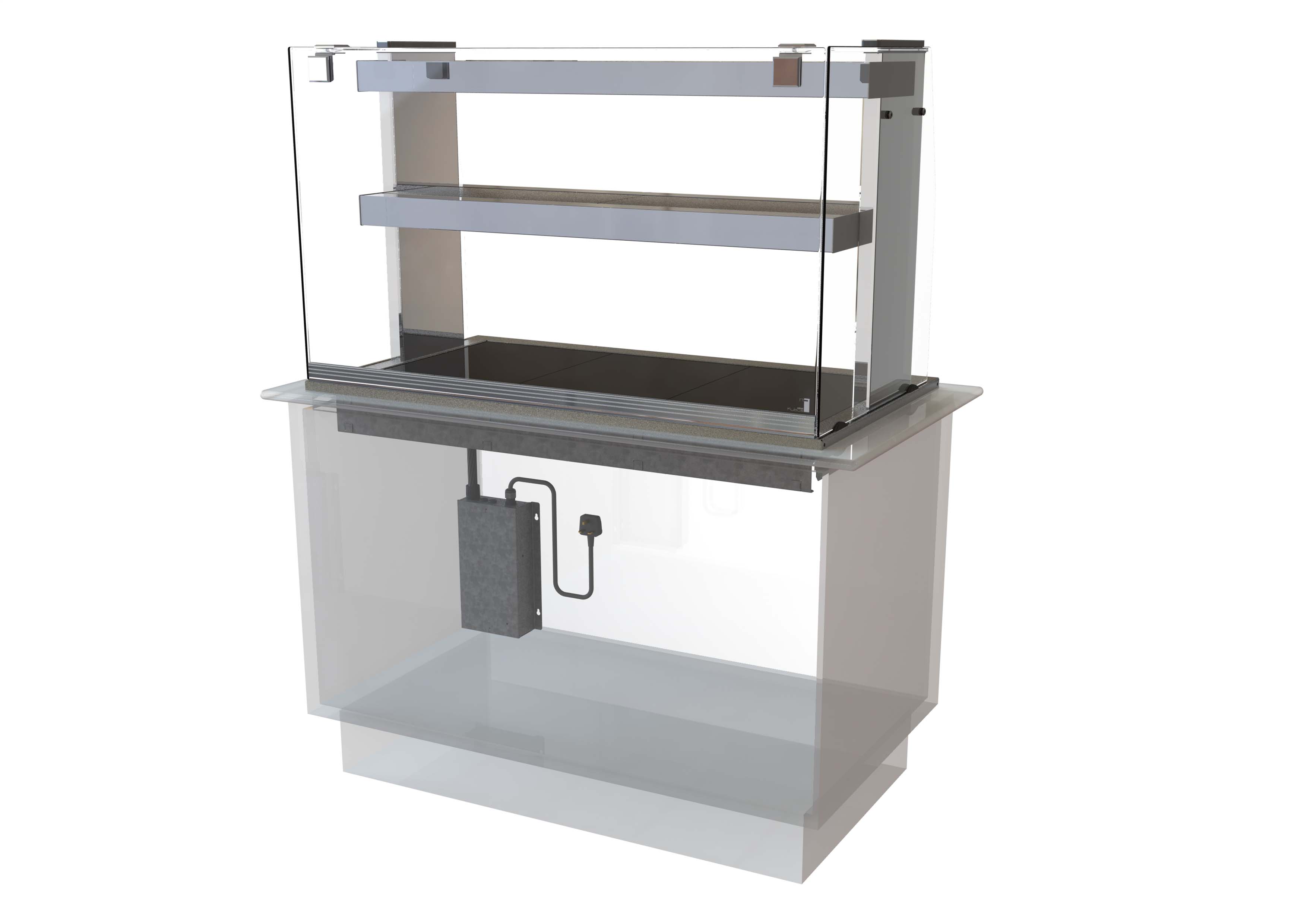 Kubus Assisted Service Ceran Glass Hotplate & Heated Mid-Shelf (KHP2-5PS+KAS2-5PS)